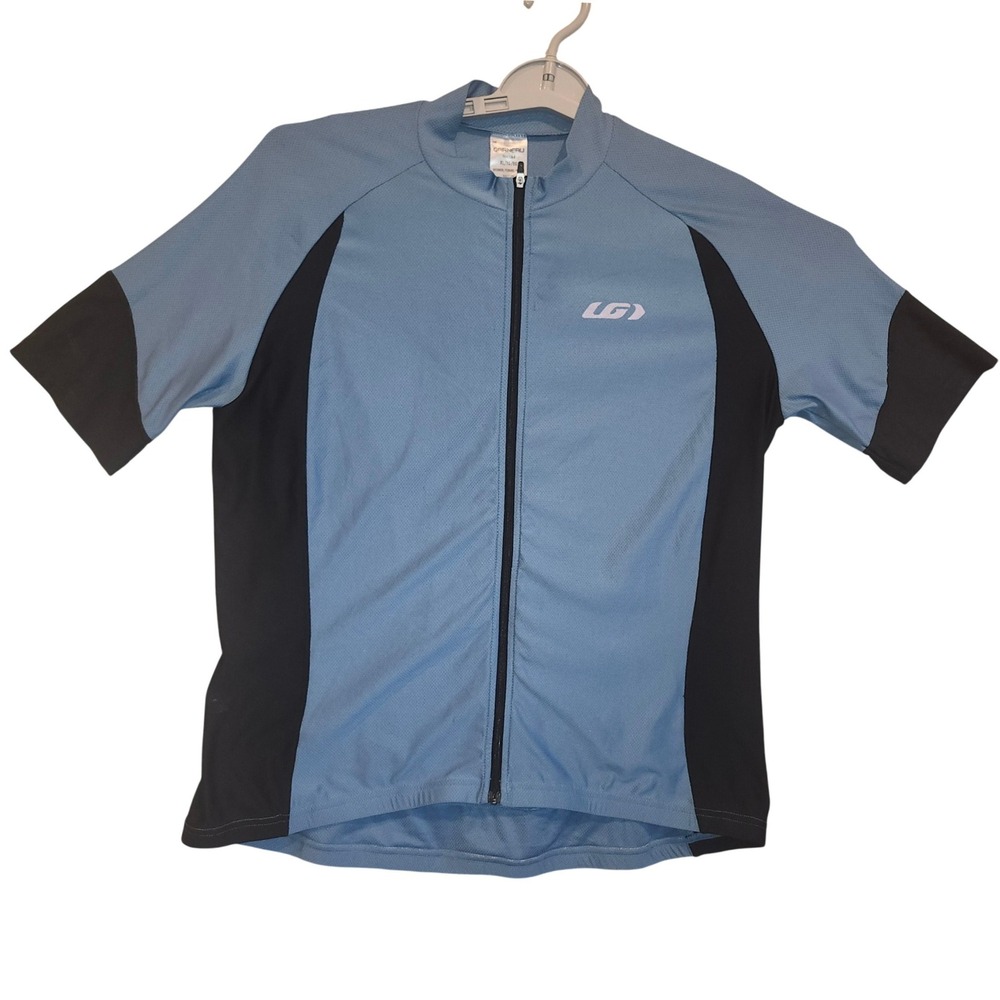Louis Garneau Womens XL Blue Black Full Zip Cycling Jersey Short Sleeve 9D42064